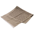 Gucci GG Logo Jacquard Silk Blend Wool Shawl Scarf Beige