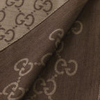 Gucci GG Logo Jacquard Silk Blend Wool Shawl Scarf Beige — view 2