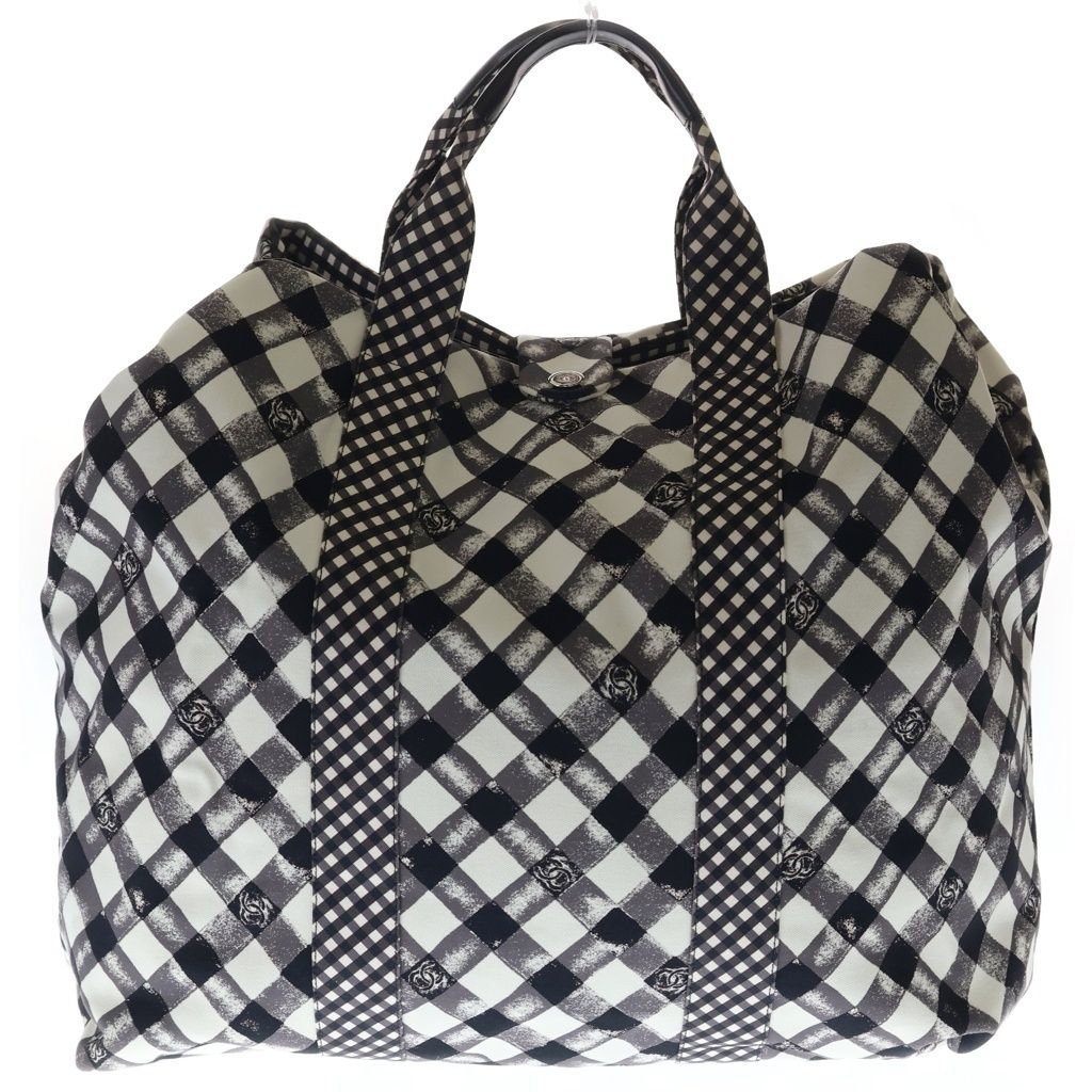 Chanel Cruise Line Travel Bag White Black Gingham Check