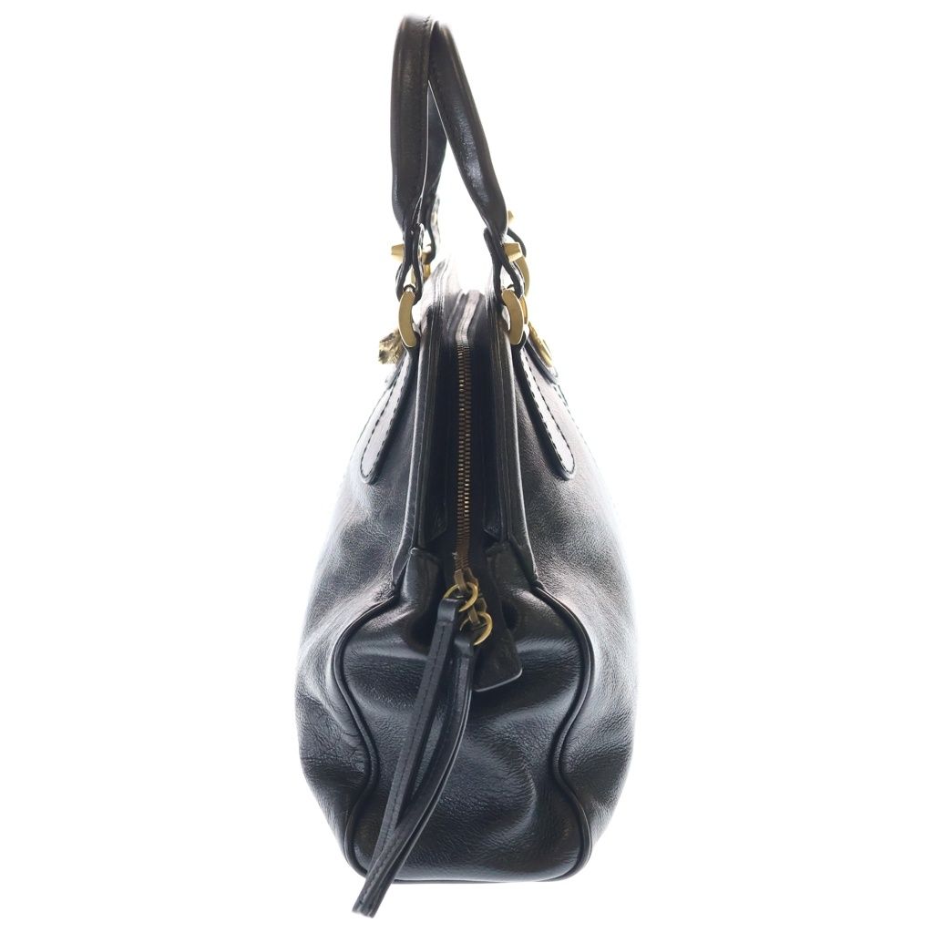 Gucci Liber 2-Way Shoulder Bag Black Leather Gold — view 3