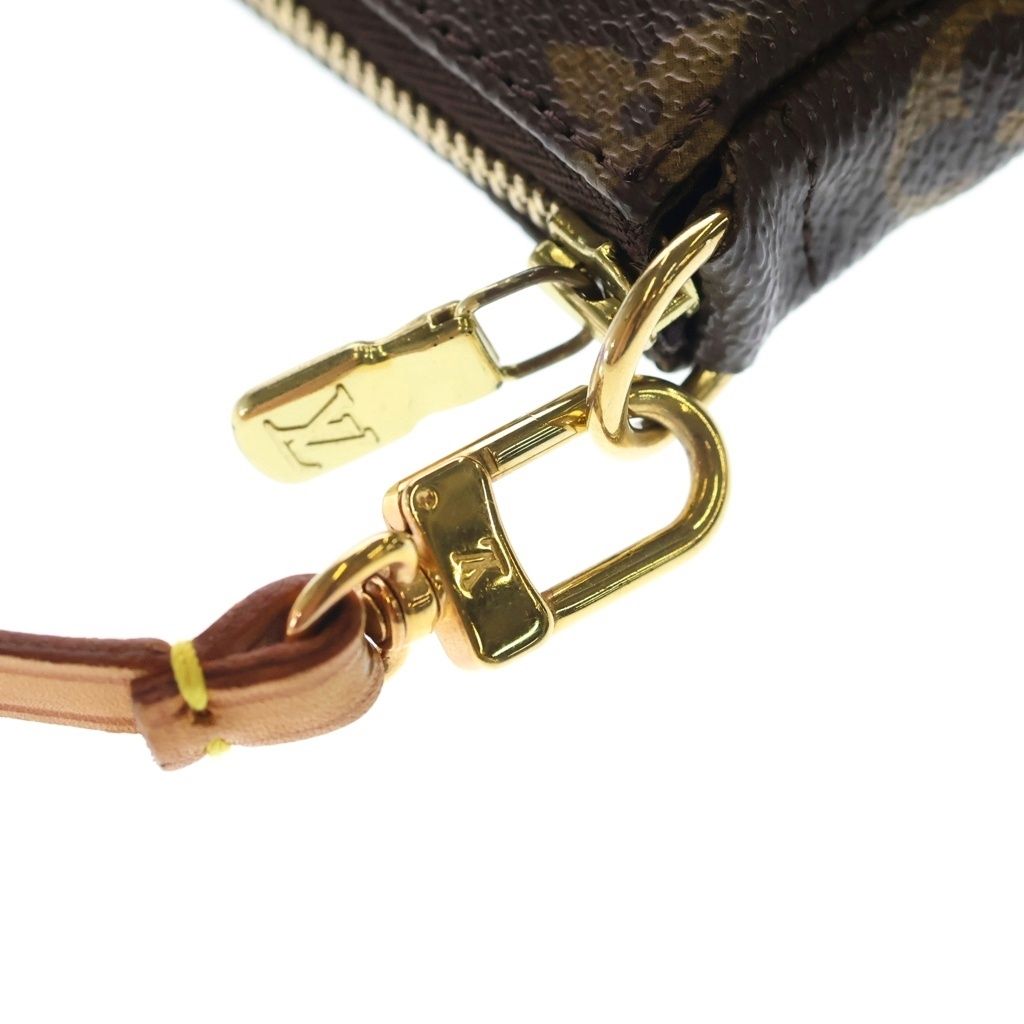Louis Vuitton Monogram Pochette Mini Bag Pouch Brown Leather Gold — view 7