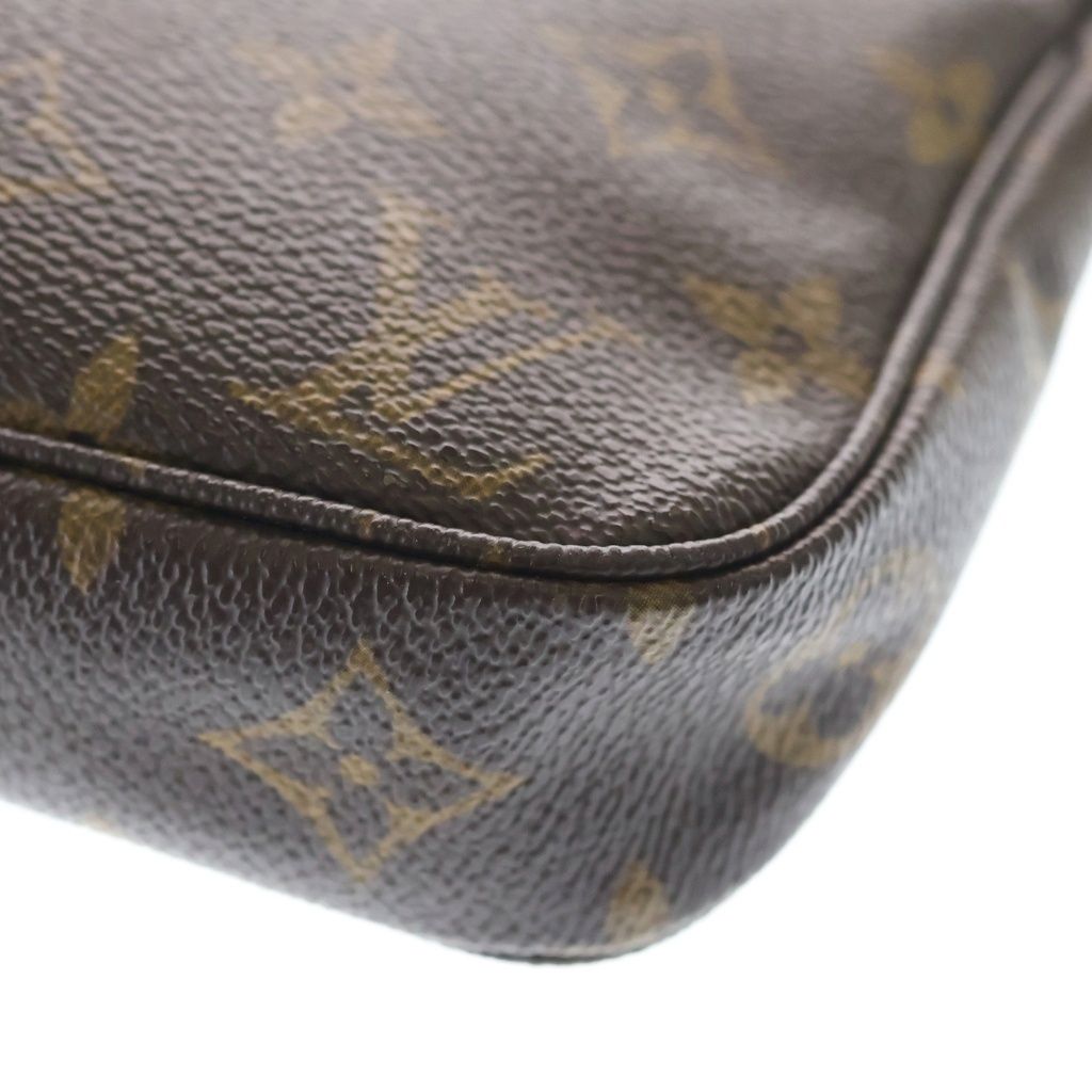 Louis Vuitton Monogram Pochette Mini Bag Pouch Brown Leather Gold — view 5