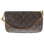 Louis Vuitton Monogram Pochette Mini Bag Pouch Brown Leather Gold — view 2