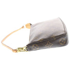 Louis Vuitton Monogram Pochette Mini Bag Pouch Brown Leather Gold — view 3