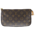Louis Vuitton Monogram Pochette Mini Bag Pouch Brown Leather Gold