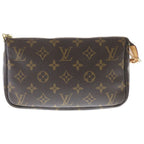 Louis Vuitton Monogram Pochette Mini Bag Pouch Brown Leather Gold