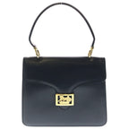Celine Carriage Handbag Black Leather Gold