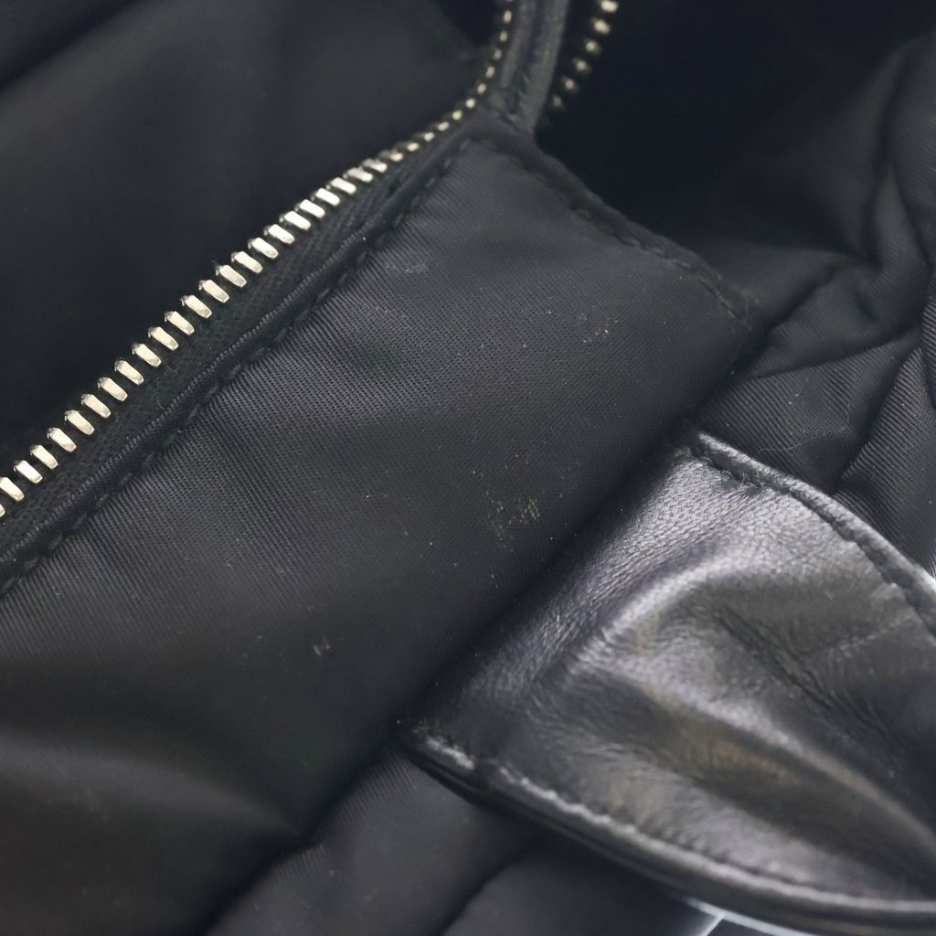 Prada Ri Nylon Midi Ampadet 2-Way Shoulder Bag Black Leather Silver — view 7