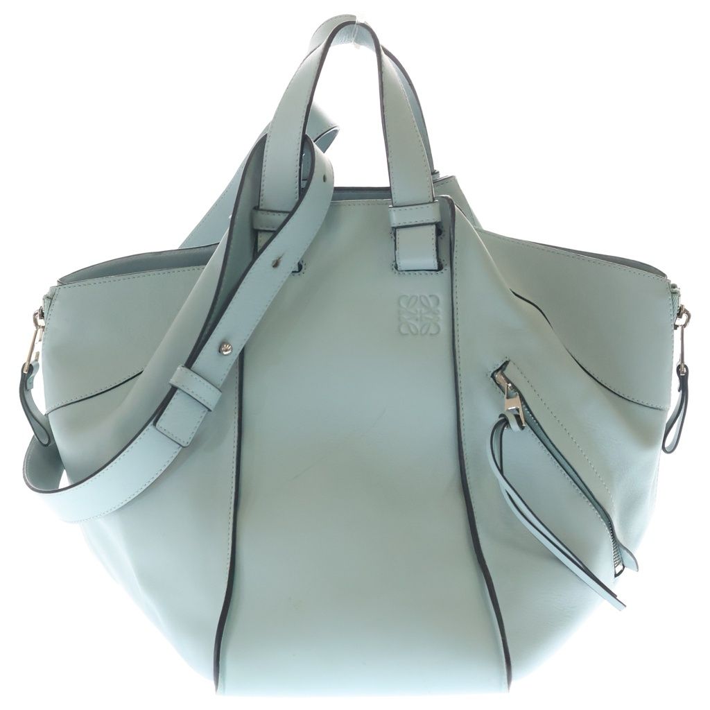Loewe Hammock 2-Way Shoulder Bag Light Blue Leather Silver