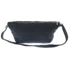 Saint Laurent Paris Raffia Cross Belt Bag Black Silver — view 2