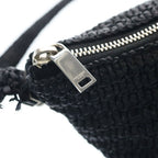 Saint Laurent Paris Raffia Cross Belt Bag Black Silver — view 7