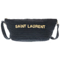 Saint Laurent Paris Raffia Cross Belt Bag Black Silver