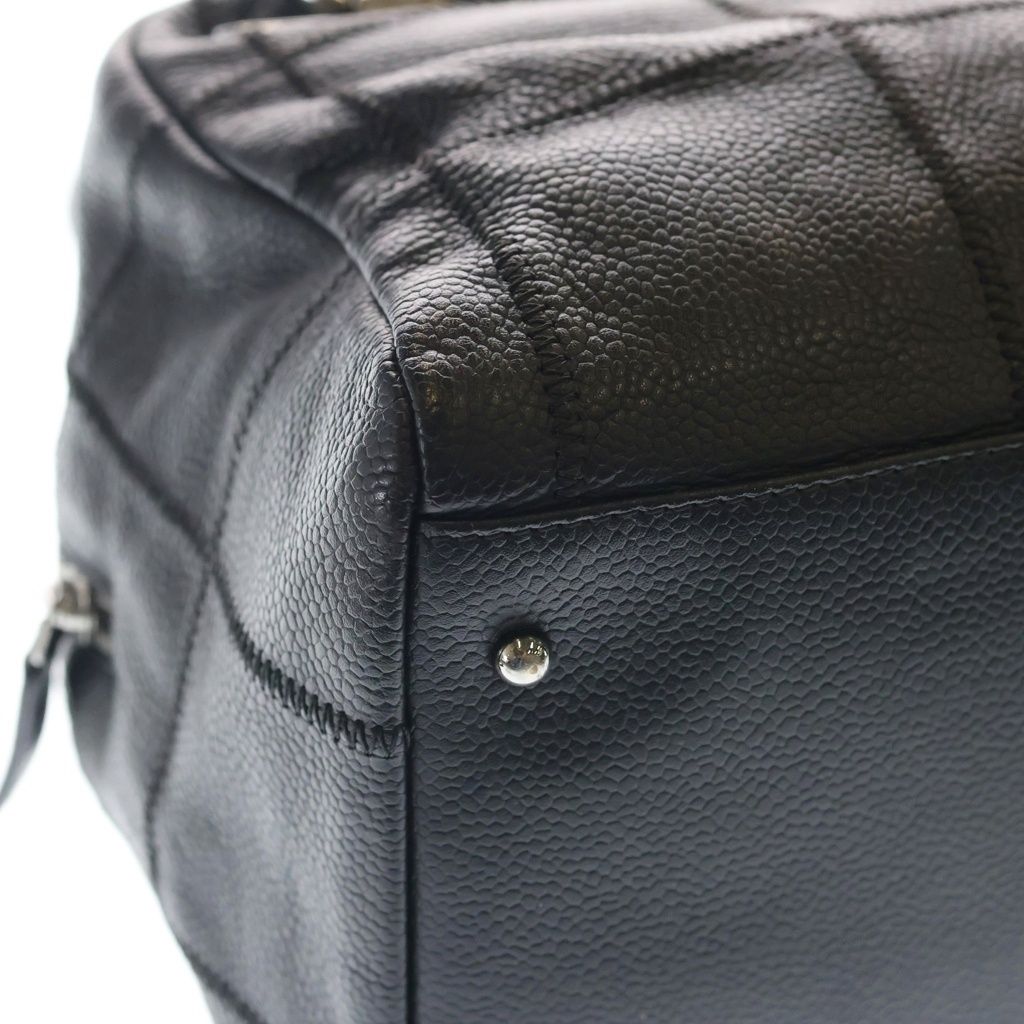 Chanel Choco Bar Leather Mini Boston Handbag Silver Black — view 5