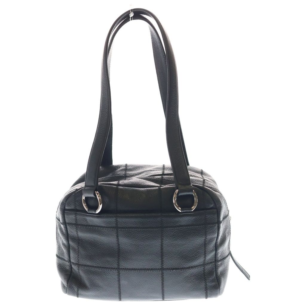 Chanel Choco Bar Leather Mini Boston Handbag Silver Black — view 2