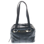 Chanel Choco Bar Leather Mini Boston Handbag Silver Black
