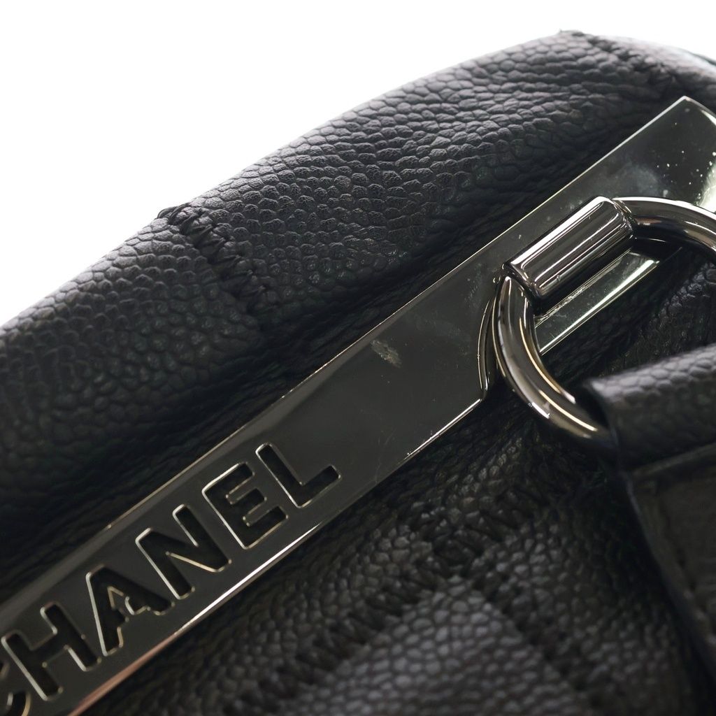 Chanel Choco Bar Leather Mini Boston Handbag Silver Black — view 6