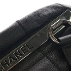 Chanel Choco Bar Leather Mini Boston Handbag Silver Black — view 6