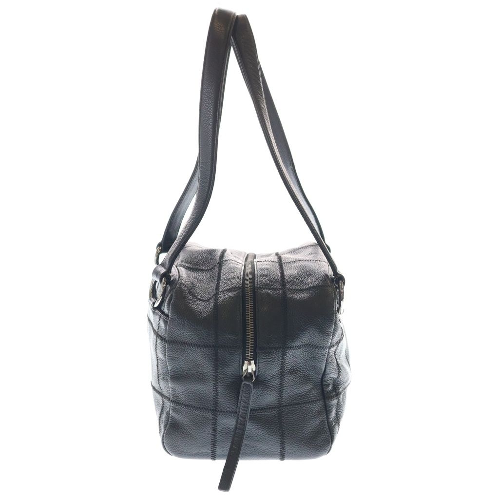 Chanel Choco Bar Leather Mini Boston Handbag Silver Black — view 3