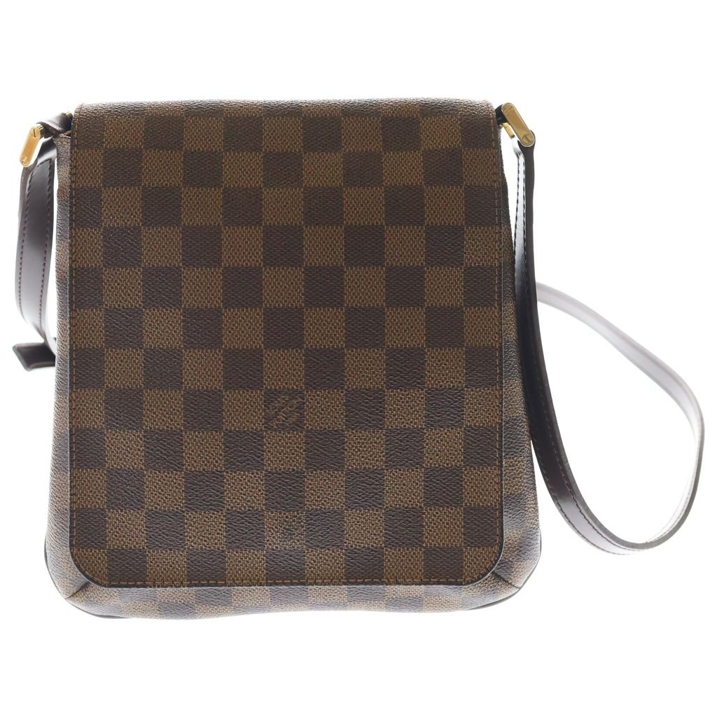 Louis Vuitton Damier Musette Salsa Long Shoulder Bag Brown Leather Gold