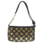 Louis Vuitton Pochette Monogram Eclipse Sequin Leather Handbag Pouch Brown — view 2