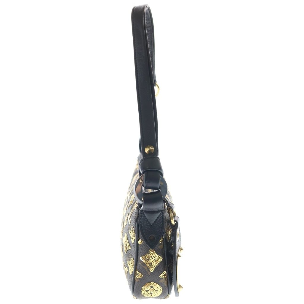 Louis Vuitton Pochette Monogram Eclipse Sequin Leather Handbag Pouch Brown — view 3