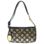 Louis Vuitton Pochette Monogram Eclipse Sequin Leather Handbag Pouch Brown