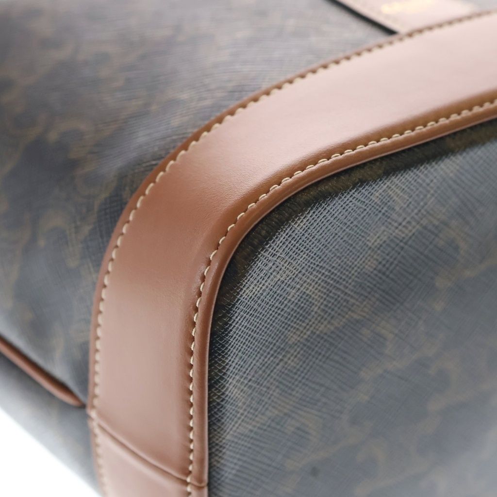 Celine Triomphe Small Bucket Shoulder Bag Brown Leather Gold — view 5