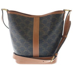 Celine Triomphe Small Bucket Shoulder Bag Brown Leather Gold — view 2