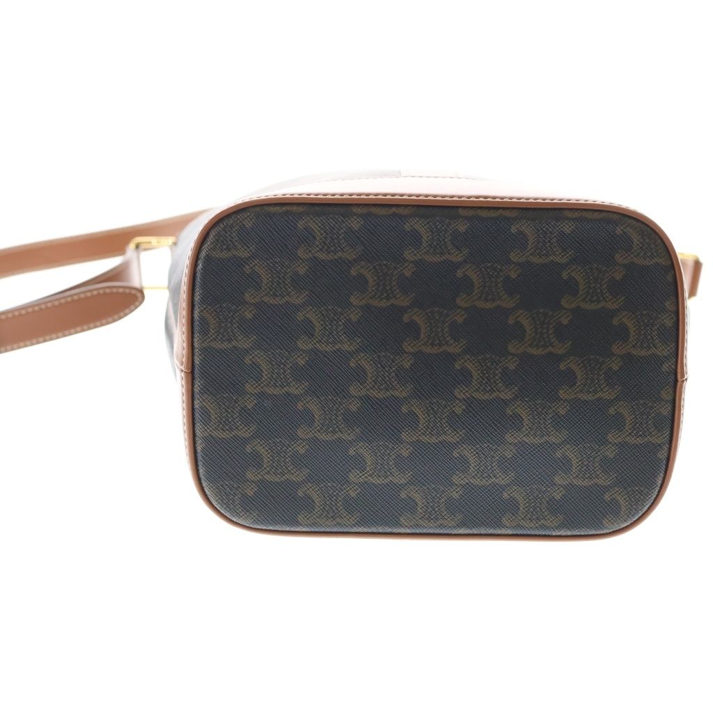 Celine Triomphe Small Bucket Shoulder Bag Brown Leather Gold — view 4