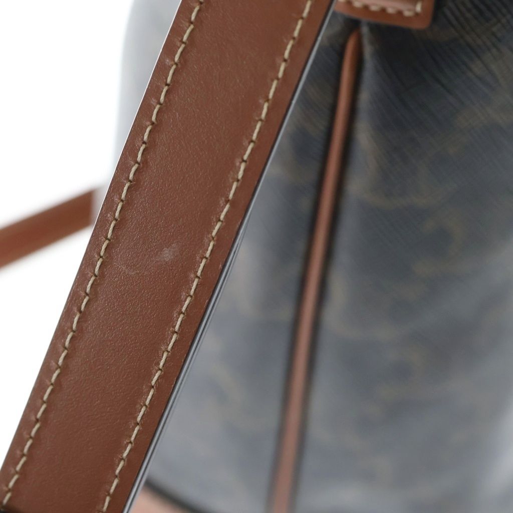 Celine Triomphe Small Bucket Shoulder Bag Brown Leather Gold — view 6