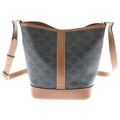 Celine Triomphe Small Bucket Shoulder Bag Brown Leather Gold