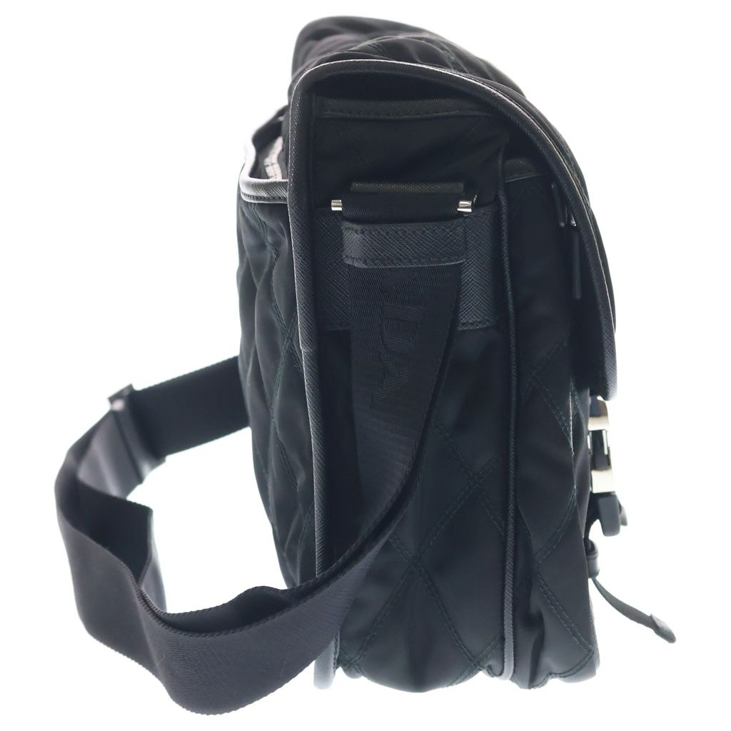 Prada Quilted Nylon Messenger Shoulder Bag Silver Black — view 3