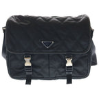 Prada Quilted Nylon Messenger Shoulder Bag Silver Black