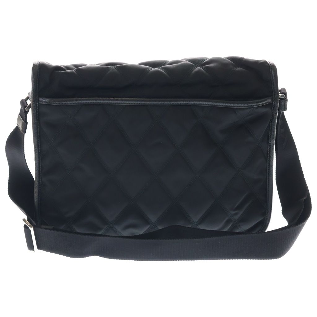Prada Quilted Nylon Messenger Shoulder Bag Silver Black — view 2