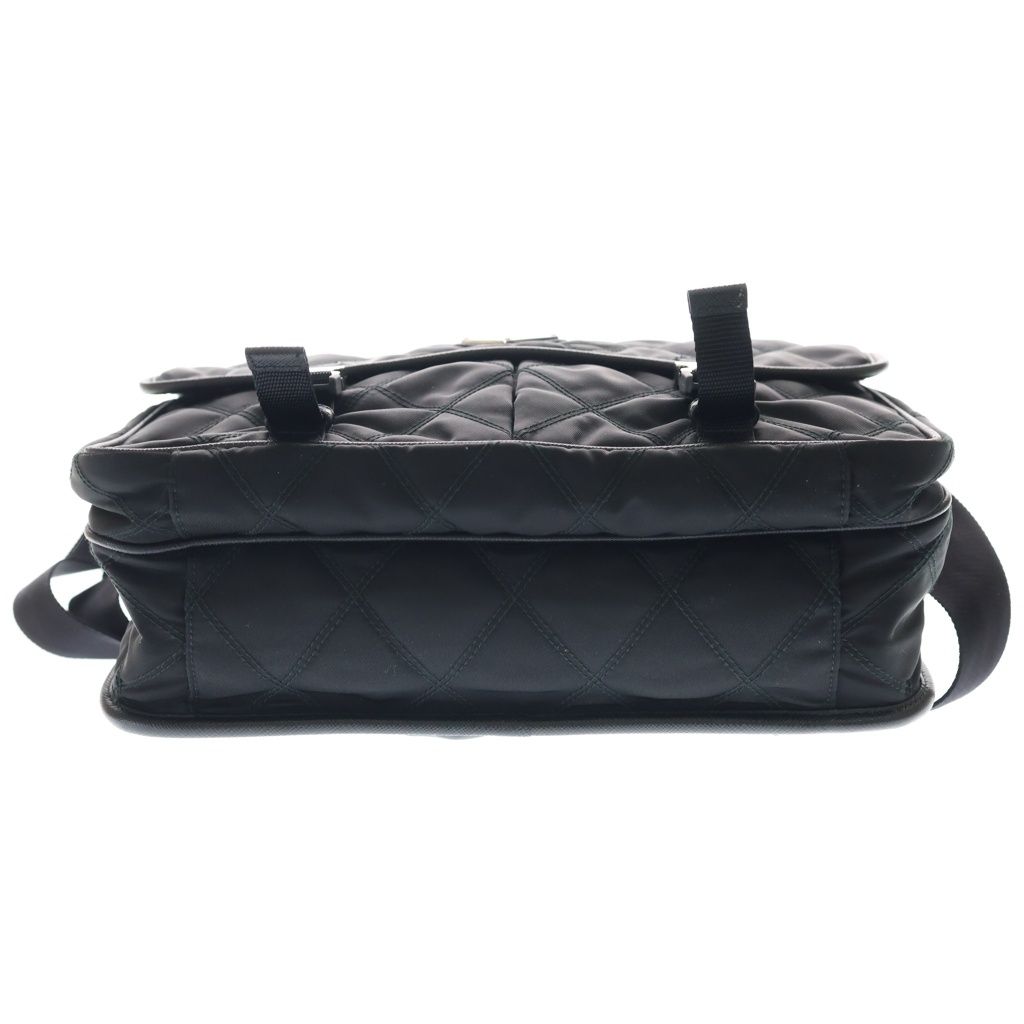 Prada Quilted Nylon Messenger Shoulder Bag Silver Black — view 4
