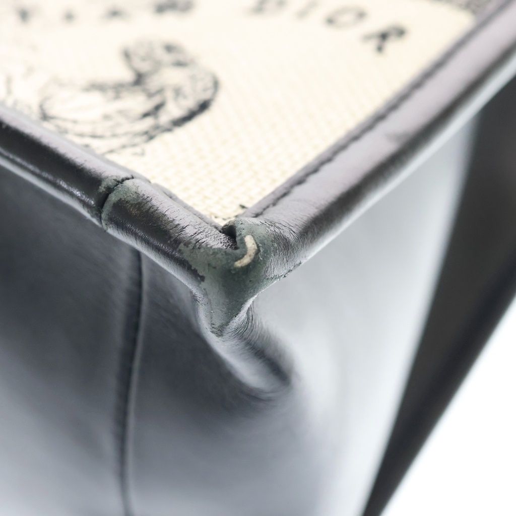 Dior Book Tote Black White Cotton Calfskin — view 6