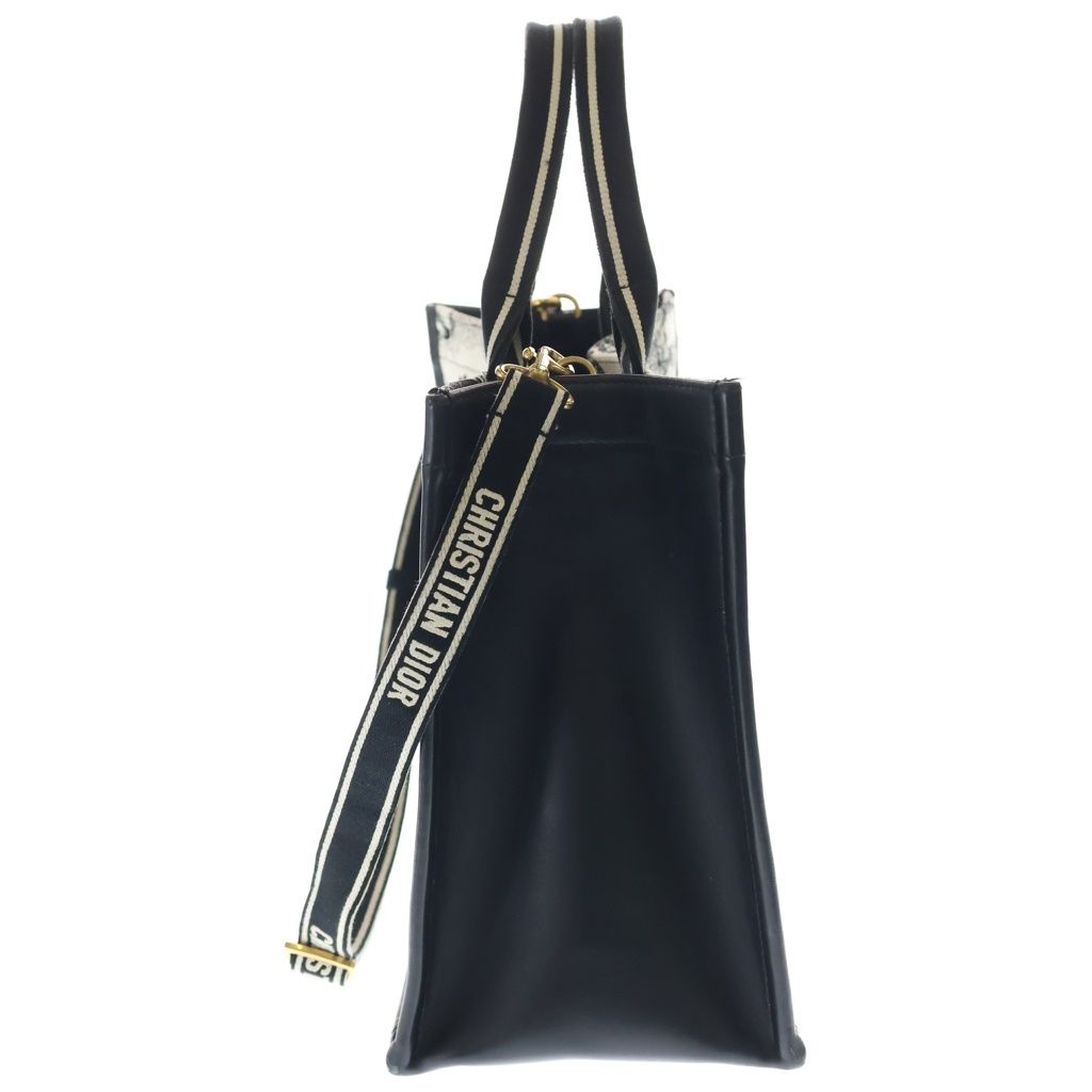 Dior Book Tote Black White Cotton Calfskin — view 3