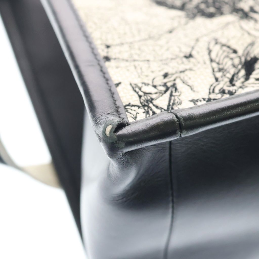 Dior Book Tote Black White Cotton Calfskin — view 5