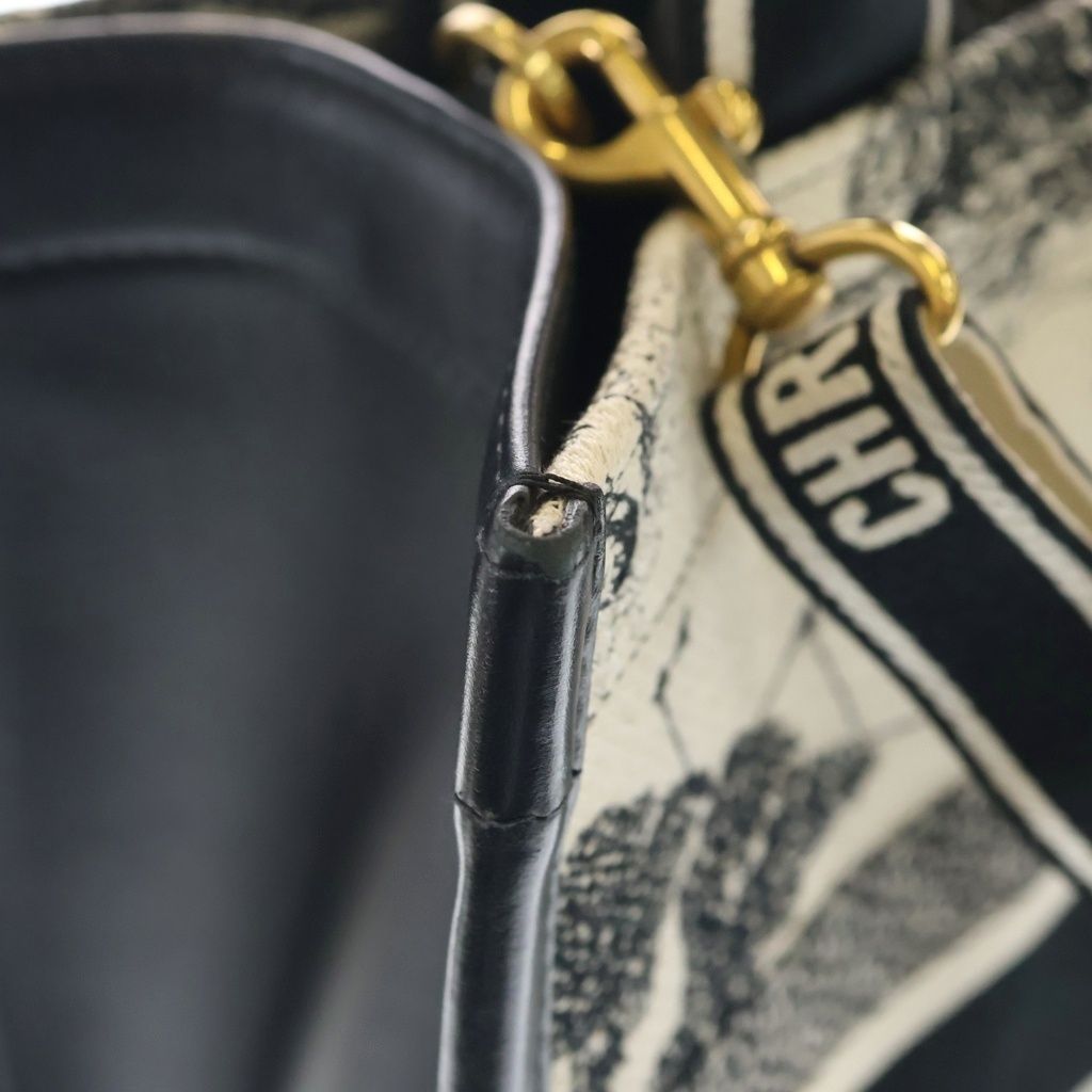 Dior Book Tote Black White Cotton Calfskin — view 7
