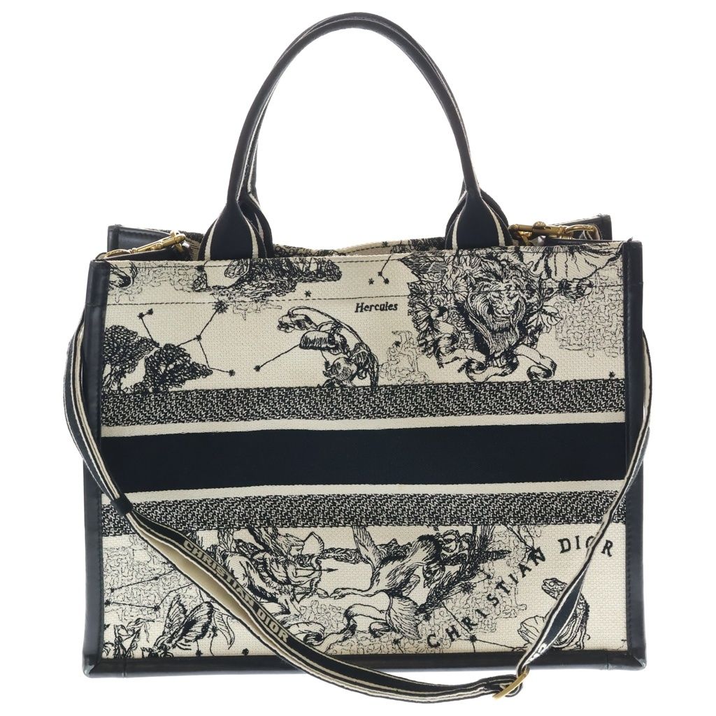 Dior Book Tote Black White Cotton Calfskin — view 2