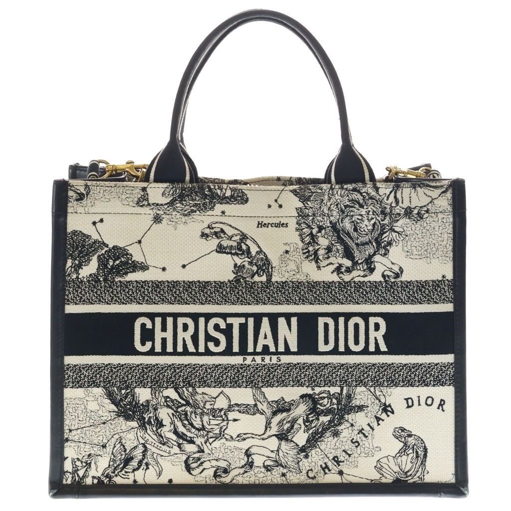 Dior Book Tote Black White Cotton Calfskin