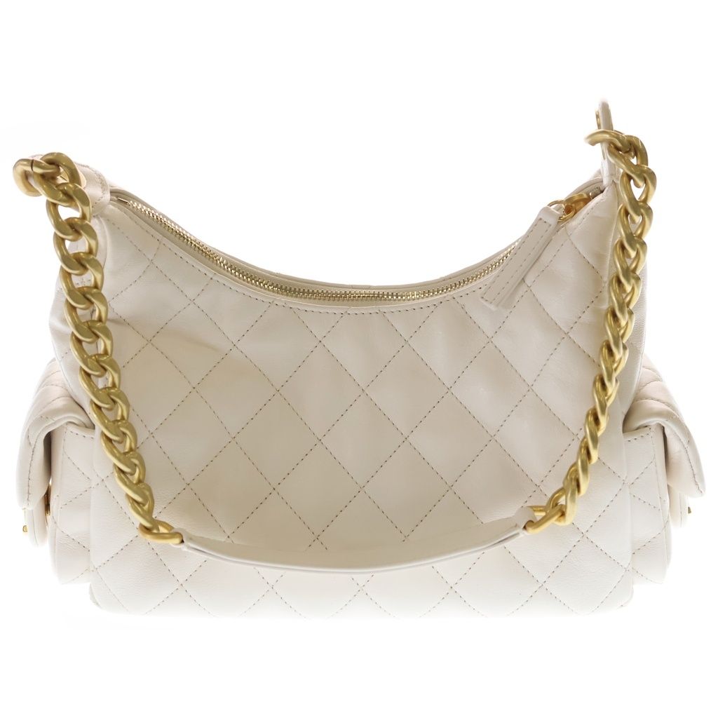 Chanel Quilted Maxi Hobo Lambskin Gold Chain Tote White — view 2