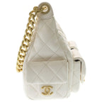 Chanel Quilted Maxi Hobo Lambskin Gold Chain Tote White — view 3