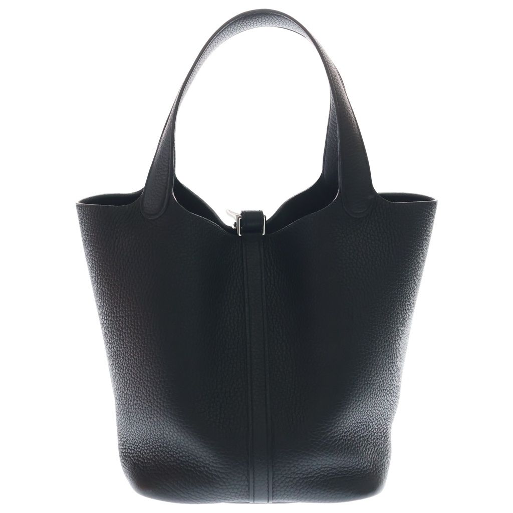 Hermes Picotin MM Taurillon Clemence Leather Handbag Black Silver — view 2