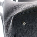 Hermes Picotin MM Taurillon Clemence Leather Handbag Black Silver — view 5