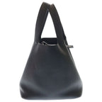 Hermes Picotin MM Taurillon Clemence Leather Handbag Black Silver — view 3