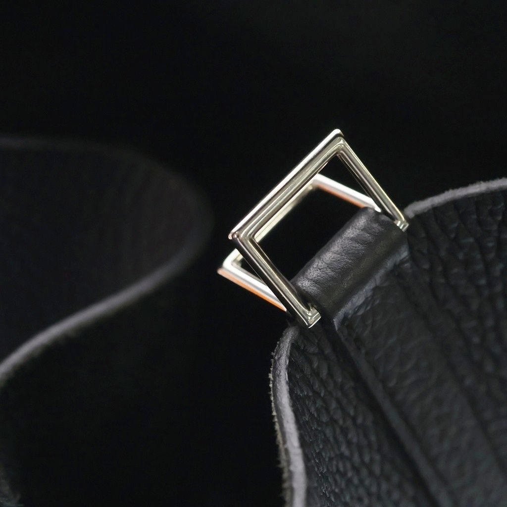 Hermes Picotin MM Taurillon Clemence Leather Handbag Black Silver — view 6