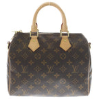 Louis Vuitton Monogram Speedy 25 2-Way Boston Bag Brown Leather Gold