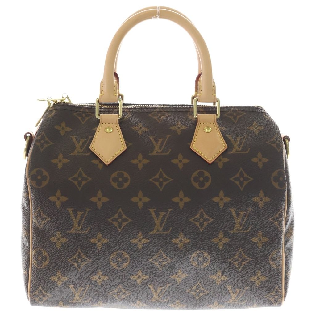 Louis Vuitton Monogram Speedy 25 2-Way Boston Bag Brown Leather Gold