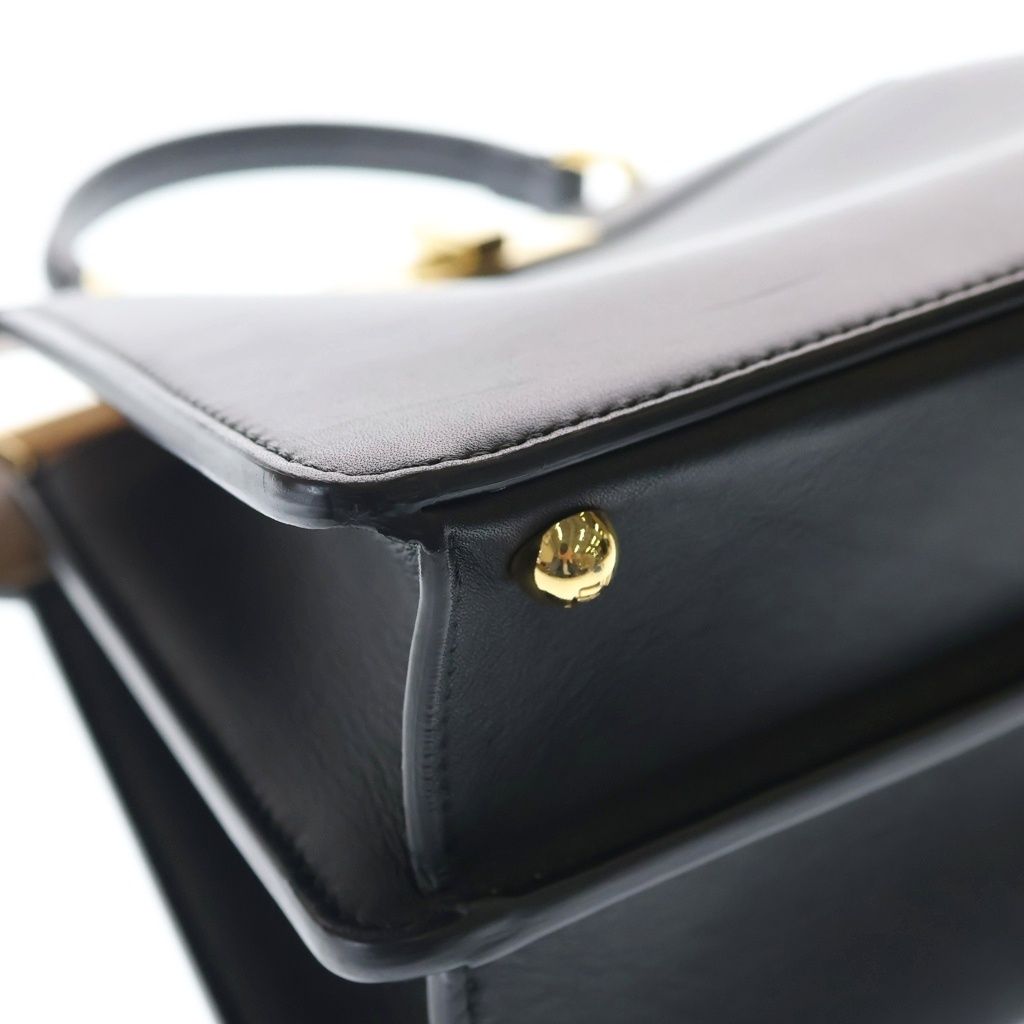 Fendi Peekaboo Eye Small 2-Way Shoulder Bag Black Leather Gold — view 5